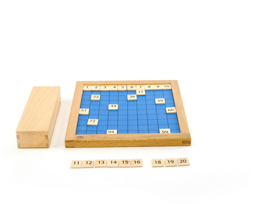 91315 Hundertertafel mit Holzplättchen - Hundred Board with Wooden Tiles Montessori91322 Subtraktionsstreifentafel - Subtraction Strip Board Montessori  edu fun edufun 