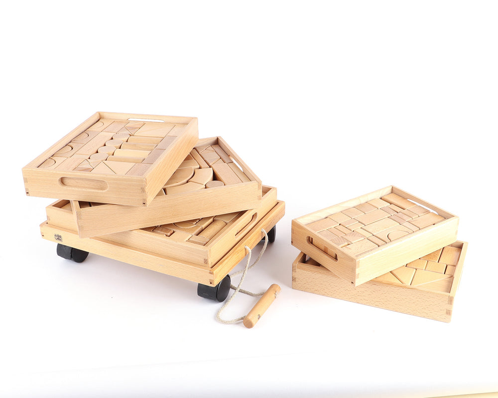 Natural Building Big Blocks With Trolley - 34250